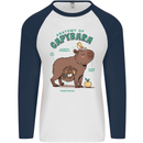 Anatomy of a Apybara Funny Mens L/S Baseball T-Shirt White/Navy Blue