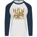 Quad Bike How I Roll Mens L/S Baseball T-Shirt White/Navy Blue
