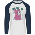 Offensive Teddy Bear F#uck You Funny Mens L/S Baseball T-Shirt White/Navy Blue