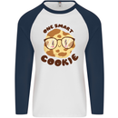 A Smart Cookie Funny Food Nerd Geek Maths Mens L/S Baseball T-Shirt White/Navy Blue