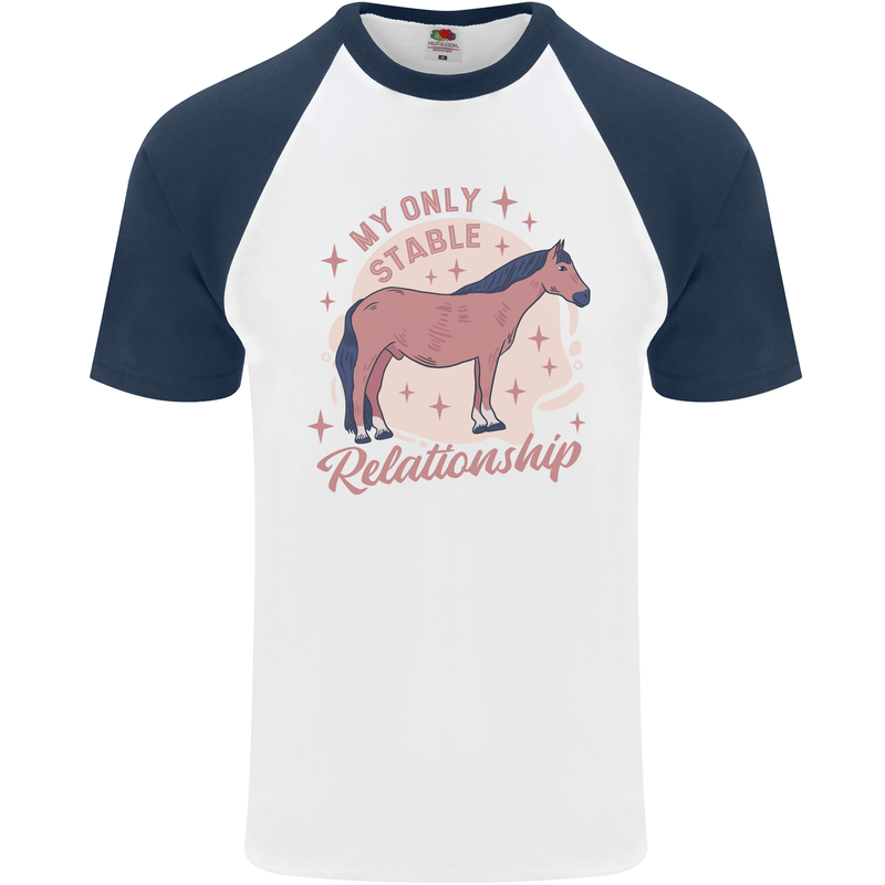 Equestrian Horse My Only Stable Relationship Mens S/S Baseball T-Shirt White/Navy Blue