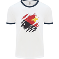 Torn Papua New Guinea Flag Day Football Mens Ringer T-Shirt White/Navy Blue