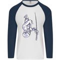 Freediving Chain Diver Scuba Diving Mens L/S Baseball T-Shirt White/Navy Blue