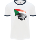 Curled Sudan Flag Sudanese Day Football Mens Ringer T-Shirt White/Navy Blue