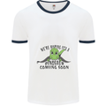 Dinosaur Coming Soon New Baby Pregnancy Pregnant Mens Ringer T-Shirt White/Navy Blue