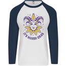 Its Mardi Gras Mens L/S Baseball T-Shirt White/Navy Blue