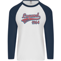 Legend Since 59th Birthday 1964 Mens L/S Baseball T-Shirt White/Navy Blue