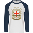 All Men Are Born Equal English England Mens L/S Baseball T-Shirt White/Navy Blue
