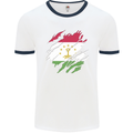 Torn Tajikistan Flag Tajik Day Football Mens Ringer T-Shirt White/Navy Blue