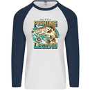 Fishing Legend Funny Fisherman Mens L/S Baseball T-Shirt White/Navy Blue