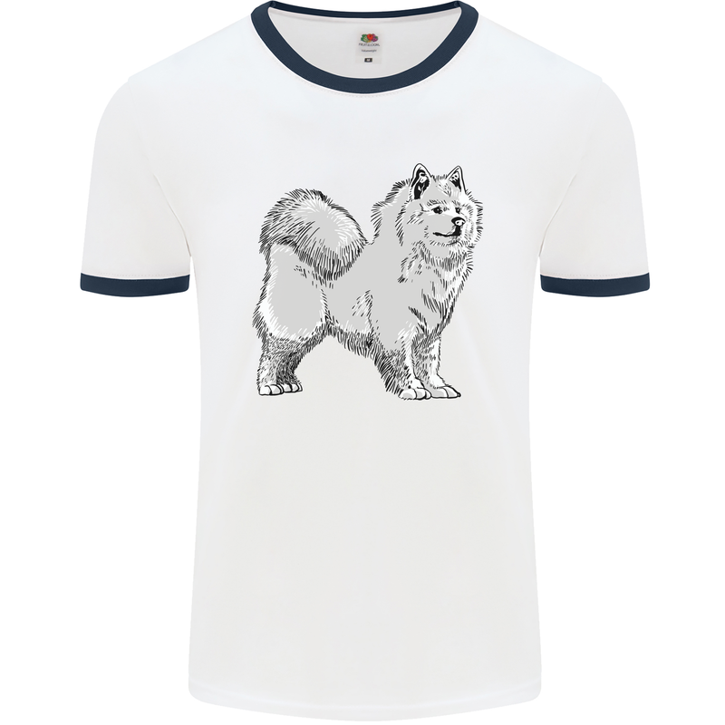 A Samoyed Dog Mens Ringer T-Shirt White/Navy Blue