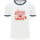 Everything's Better With Hot Sauce Funny Food Mens Ringer T-Shirt White/Navy Blue