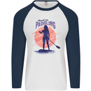 Stand Up Paddling Paddleboarding Mens L/S Baseball T-Shirt White/Navy Blue