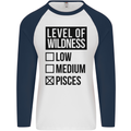 Levels of Wildness Pisces Mens L/S Baseball T-Shirt White/Navy Blue