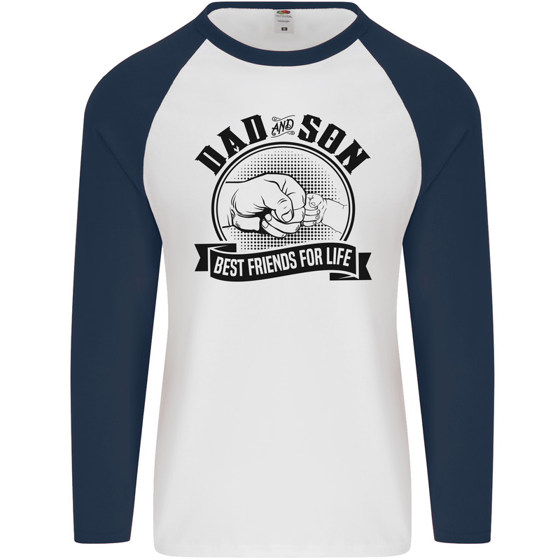 Dad & Son Best Friends For Life Mens L/S Baseball T-Shirt White/Navy Blue