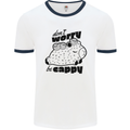 Cappybara Dont Worry Be Cappy Mens Ringer T-Shirt White/Navy Blue