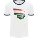 Curled Tajikistan Flag Tajik Day Football Mens Ringer T-Shirt White/Navy Blue