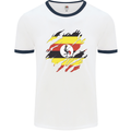 Torn Uganda Flag Ugandan Day Football Mens Ringer T-Shirt White/Navy Blue