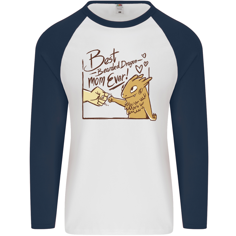 Best Bearded Dragon Mom Ever Mens L/S Baseball T-Shirt White/Navy Blue