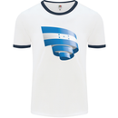 Curled Honduras Flag Honduran Day Football Mens Ringer T-Shirt White/Navy Blue