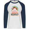 LGBT Love Equality Respect Gay Pride Day Mens L/S Baseball T-Shirt White/Navy Blue