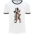 St Georges Day Knights Templar Sword Mens Ringer T-Shirt White/Navy Blue