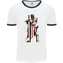 St Georges Day Knights Templar Sword Mens Ringer T-Shirt White/Navy Blue