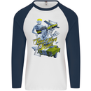 Pablo Escobar Power Money Respect Mens L/S Baseball T-Shirt White/Navy Blue