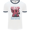 Girl Who Loves Axolotls & Coffee Mens Ringer T-Shirt White/Navy Blue