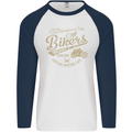 Bikers Speedway Racing Mens L/S Baseball T-Shirt White/Navy Blue