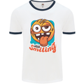 Still Smiling Funny Emoji Exhausted Tired Mens Ringer T-Shirt White/Navy Blue