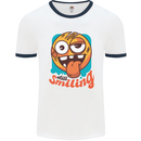 Still Smiling Funny Emoji Exhausted Tired Mens Ringer T-Shirt White/Navy Blue