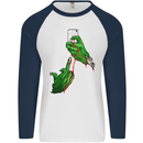 Zombie Selfie Funny Halloween Horror Mens L/S Baseball T-Shirt White/Navy Blue