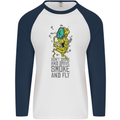 Weed Dont Drink & Drive Smoke and Fly Mens L/S Baseball T-Shirt White/Navy Blue