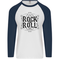 New Soul Rock n Roll Mens L/S Baseball T-Shirt White/Navy Blue