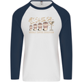 Weekly Coffee To Alcohol Evolution Wine Mens L/S Baseball T-Shirt White/Navy Blue