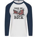 Come on Dude Let's Rock Trainers Mens L/S Baseball T-Shirt White/Navy Blue