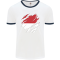 Torn Indonesia Flag Indonesian Day Football Mens Ringer T-Shirt White/Navy Blue