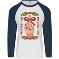 Christmas Mistle No Funny Bah Humbug Mens L/S Baseball T-Shirt White/Navy Blue