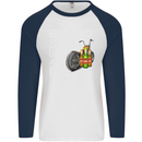 Blood Sweat Bikes & Beer Funny Motorcycle Mens L/S Baseball T-Shirt White/Navy Blue
