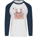 Hungry Mouse Mens L/S Baseball T-Shirt White/Navy Blue