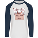 Hungry Mouse Mens L/S Baseball T-Shirt White/Navy Blue