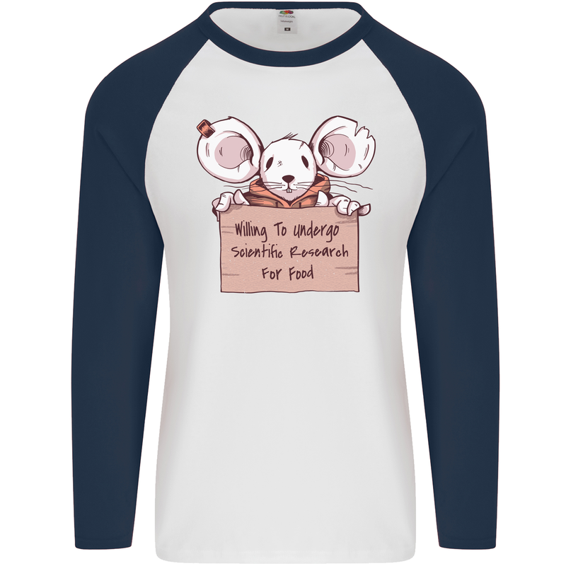 Hungry Mouse Mens L/S Baseball T-Shirt White/Navy Blue