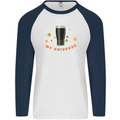 My Guiness Universe Mens L/S Baseball T-Shirt White/Navy Blue