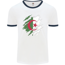 Torn Algeria Flag Algerian Day Football Mens Ringer T-Shirt White/Navy Blue