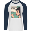 Woman Is Only Helpless Female Empowerment Mens L/S Baseball T-Shirt White/Navy Blue