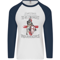 St George Warriors Mens L/S Baseball T-Shirt White/Navy Blue