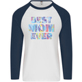 Best Mom Ever Tie Died Effect Mother's Day Mens L/S Baseball T-Shirt White/Navy Blue