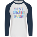 Best Mom Ever Tie Died Effect Mother's Day Mens L/S Baseball T-Shirt White/Navy Blue