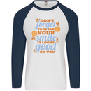 Wear Your Smile Feel Good Happy Joy Love Mens L/S Baseball T-Shirt White/Navy Blue